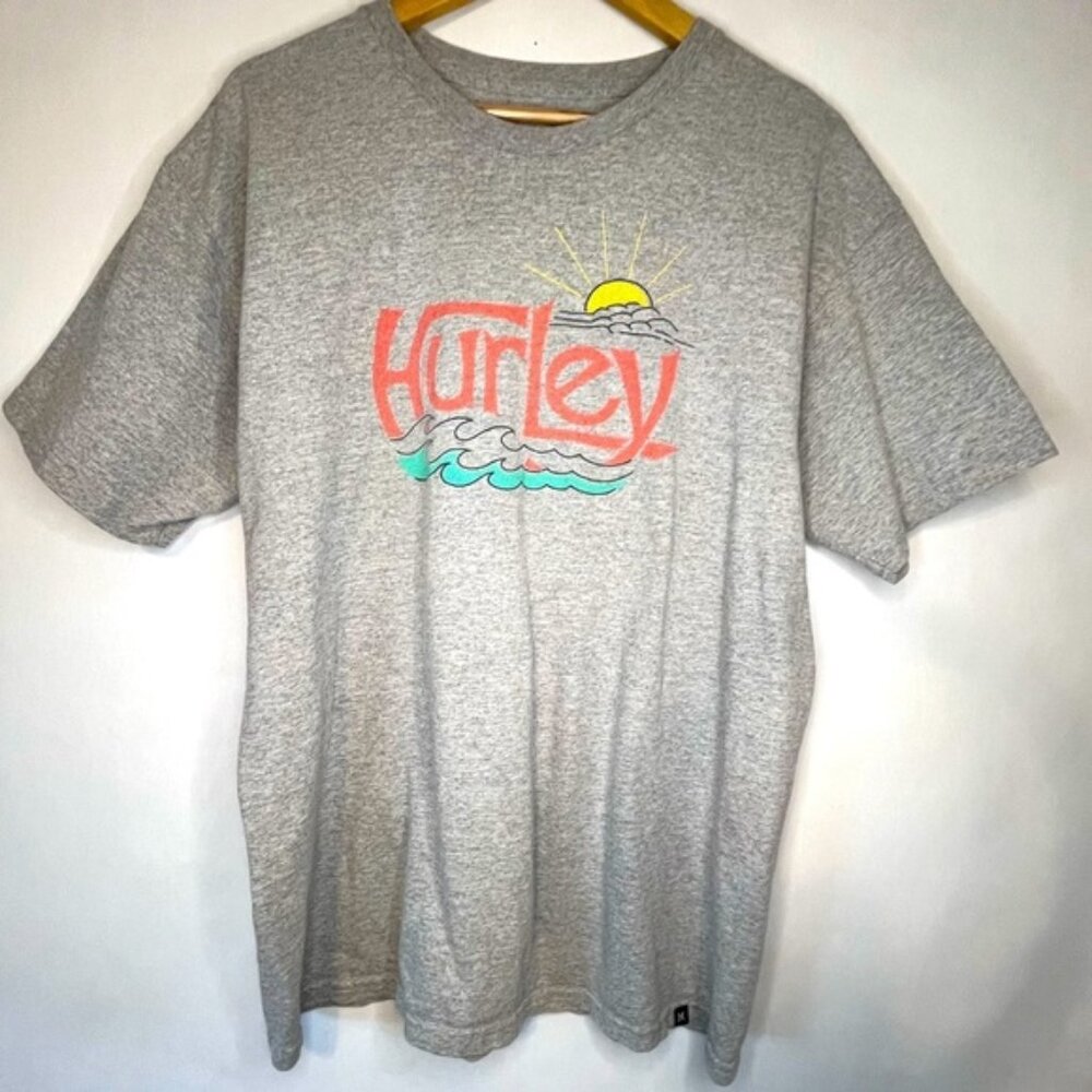Hurley Heather Gray Crewneck Sunshine Cotton Tee Men’s Size L